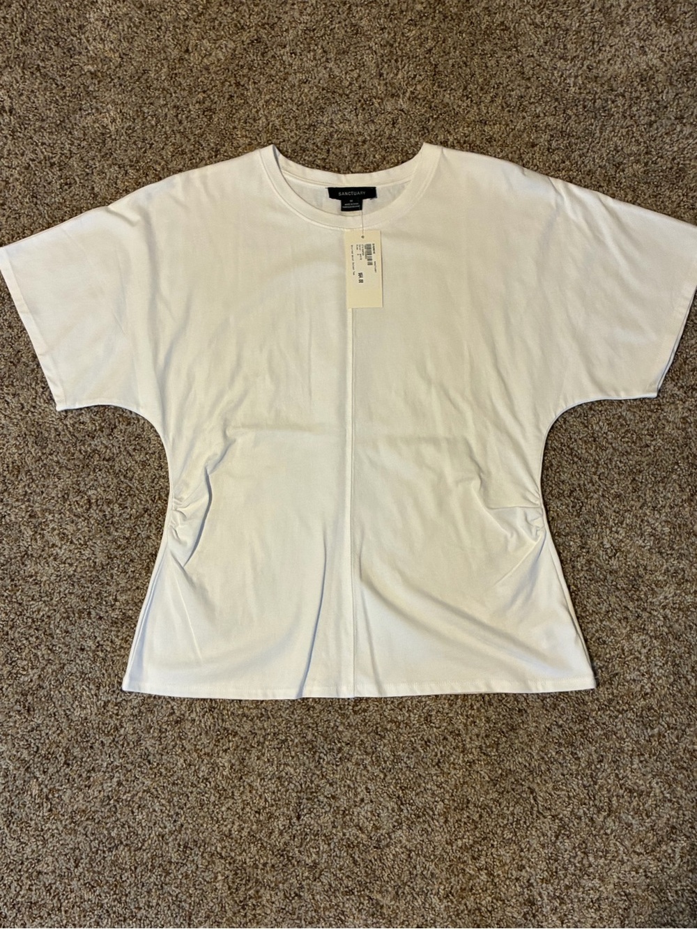 NWT Sanctuary White Shirred Waist Dolman Tee Size Medium